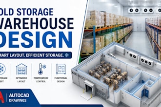 design cold storage warehouse, freezer layout and autocad drawings