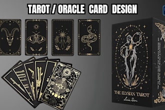 illustrate custom tarot cards design, oracle cards, tarot deck, zodiac style