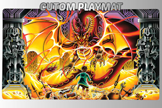 create gaming playmat, custom tcg playmat design with card zones in anime, print