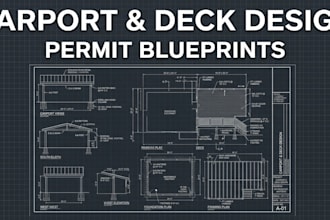 design carport, wood deck, patio, pergola, and shed blueprints