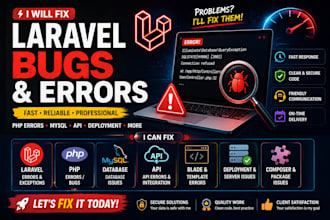 fix laravel PHP errors, bugs, database and deployment issues
