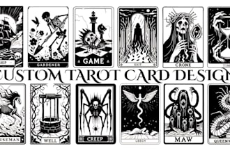 draw custom tarot card, oracle, playing card, zodiac card in digital art