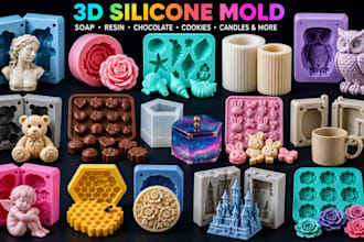 design custom 3d silicone mold for soap resin chocolate candle and cookie mold