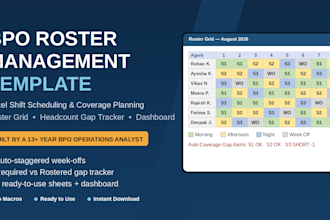 give you a bpo call center roster and shift scheduling excel template