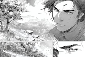 custom comic art, panel, cover and character page