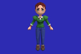 create lowpoly character model, custom animation, crunchy pixel, retro psx,n64