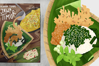 create food and drink illustrations for menu and packaging