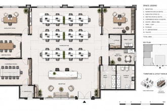 create corporate office floor plans with professional layouts, furniture details