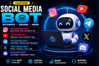 create social media bot, tiktok bot, instagram bot, youtube bot, twitter x bot