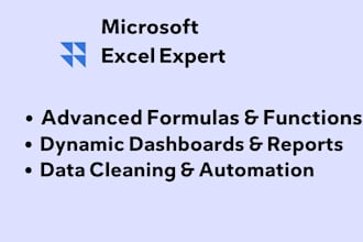 create custom excel spreadsheets, formulas, and automated dashboards