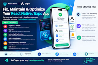 fix bugs, refactor code, and maintain your react native and expo mobile apps
