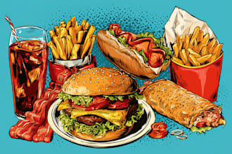 illustration of food pop art
