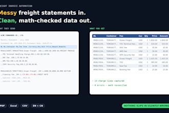 automate parsing your freight invoices into clean, verified excel or CSV