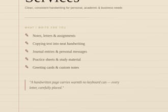 do professional and neat handwritings
