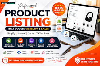 upload and optimize product listings on shopify shopee lazada tiktok bigcommerce
