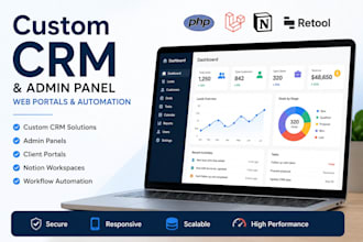 build custom notion or PHP CRM, workspace, dashboard, portal and automation