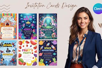 design birthday invitation, kids flyer, birthday flyer canva template