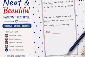 do simple, clean and natural handwriting
