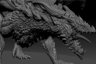 sculpt 3d monster, 3d creatures, dragon, pet,animal model for game, 3d printing