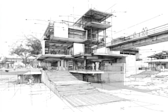 draw an architectural sketches of building illustrations