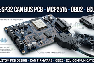 design esp32 can bus pcb with mcp2515, obd2, ecu and embedded firmware