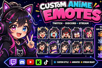 draw custom animated twitch emotes chibi discord emoji sub badges and stickers