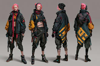 cyberpunk female character desing