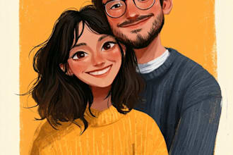 draw couple portrait illustration