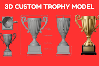 create custom 3d trophy, medal model, award design for 3d printing stl 3mf
