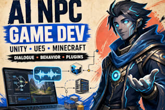 build ai npcs, minecraft plugins, fix game mod game systems for unity and unreal