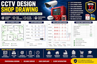 design cctv shop drawings, fire alarm drawings and voltage drop calculations