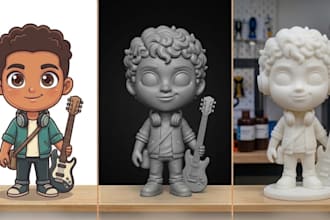 create original 3d cartoon characters, mascot, scientist and custom characters