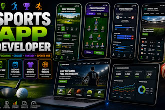build a golf booking app, cricket fantasy app, sports prediction app, and sports
