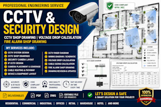 design cctv system, cctv shop drawings, nfpa 72 and voltage drop calculations