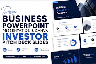 design business powerpoint presentation and canva investor pitch deck slide