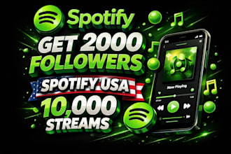 give you 2000 spotify artist or playlist followers