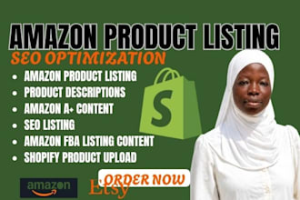 write amazon product listing description seo optimisation upload shopify product