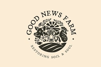 design powerful organic farm expanding logo