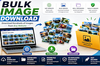 find, download and organize bulk images from websites