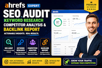 do ahrefs SEO audit, keyword research, competitor analysis and backlink report