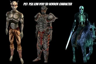 create ps1 ps2 psx low poly horror character low poly 3d creepy model for game