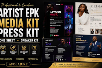 design artist epk, media kit, press kit, speaker kit, and one sheet
