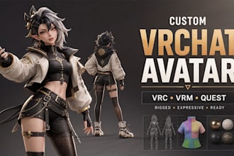 create custom vrchat vrc avatar 3d furry fursona vrc character vtuber vrm model