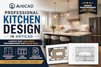design kitchens in articad with professional layouts and shop drawing