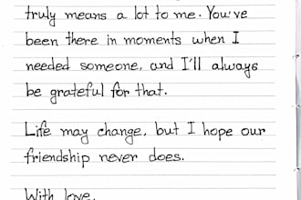 write neat handwritten letters, notes, cards and documents