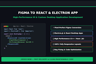 convert figma to react or electron app with clean responsive UI