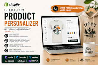 setup shopify product personalizer zepto customily teeinblue zakeke