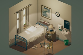 create stylized, low poly, 3d game assets, props, no ai