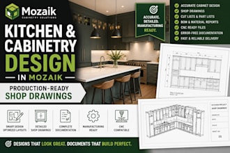 design kitchens and cabinetry in mozaik with production ready shop drawings