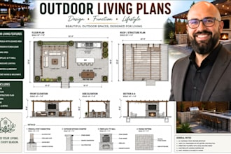 draw outdoor living plans patio deck outdoor kitchen permit drawings